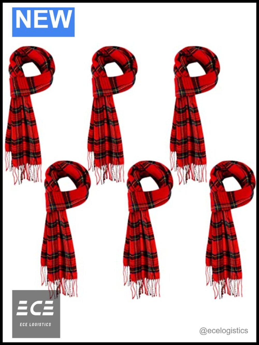 Unisex Tartan Plaid Scarf Set 6 Pack Acrylic Winter Scarves